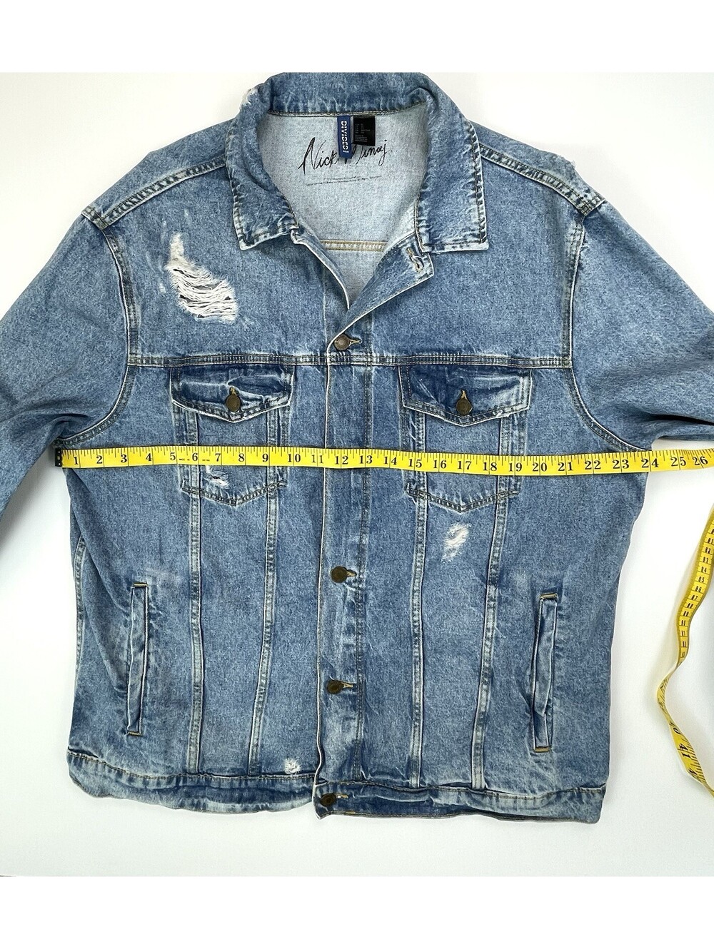 Nicki Minaj x H&M Divided Limited Edition Denim Jacket Distressed XL Rap Hip Hop - Picture 6 of 7